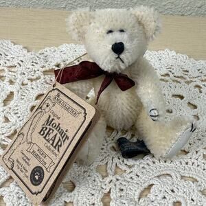 Vintage 90s Boyd's Collection Cream Mohair Bear Wilbur Bearington Miniature 5"